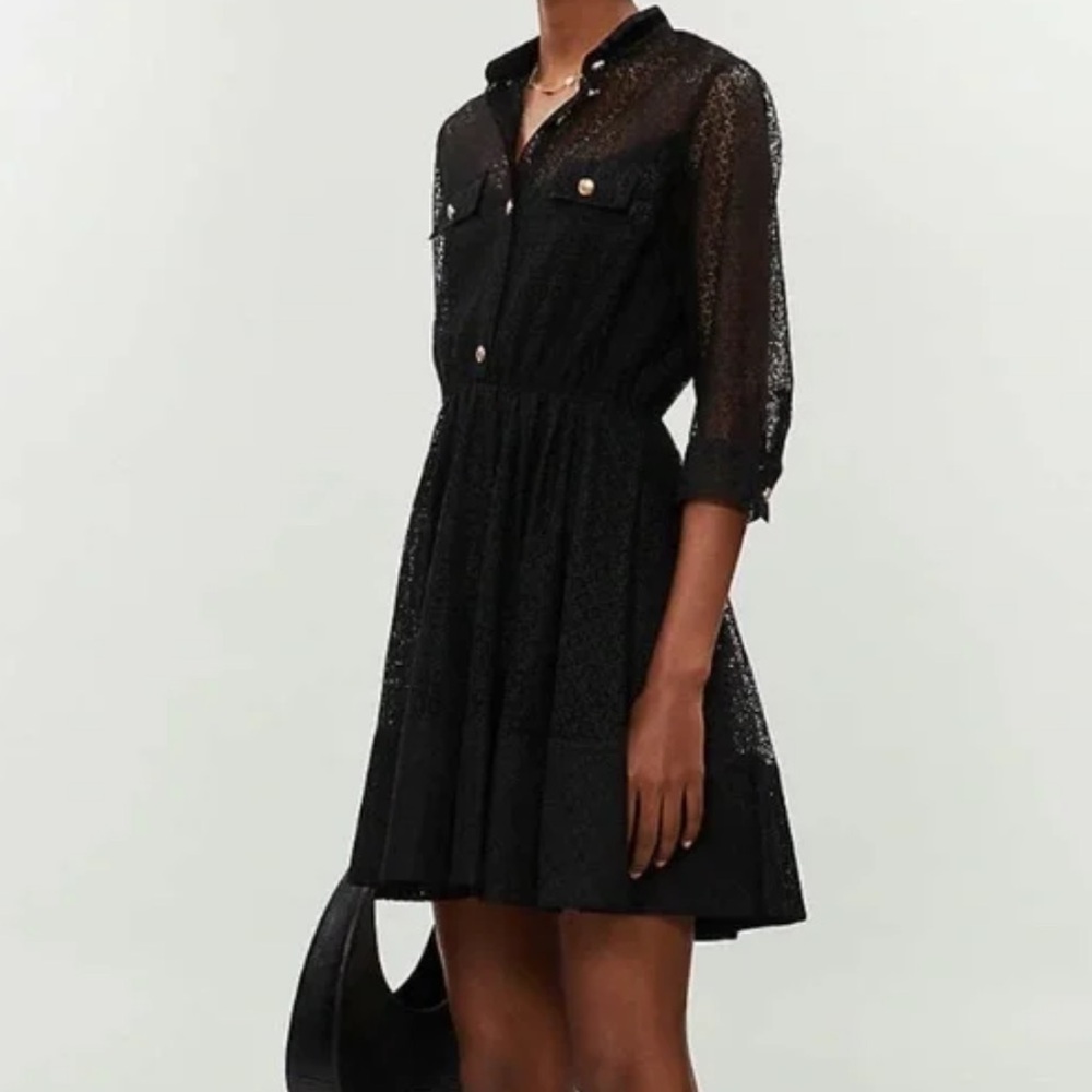 MAJE Ramona velvet trimmed lace mini dress size 3=Large NWT